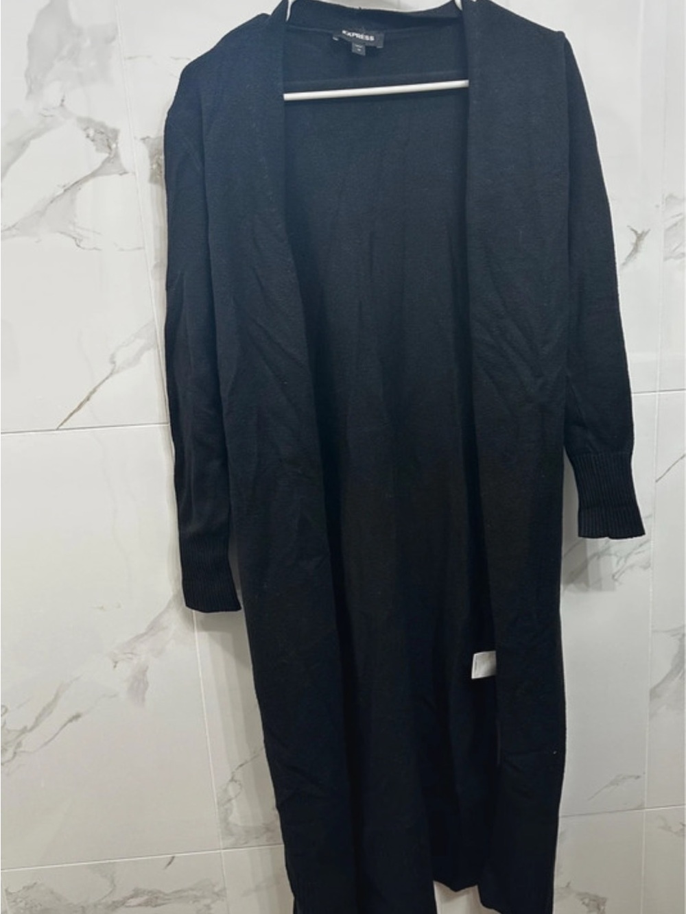 Express Black Long Open-Front Cardigan Vest